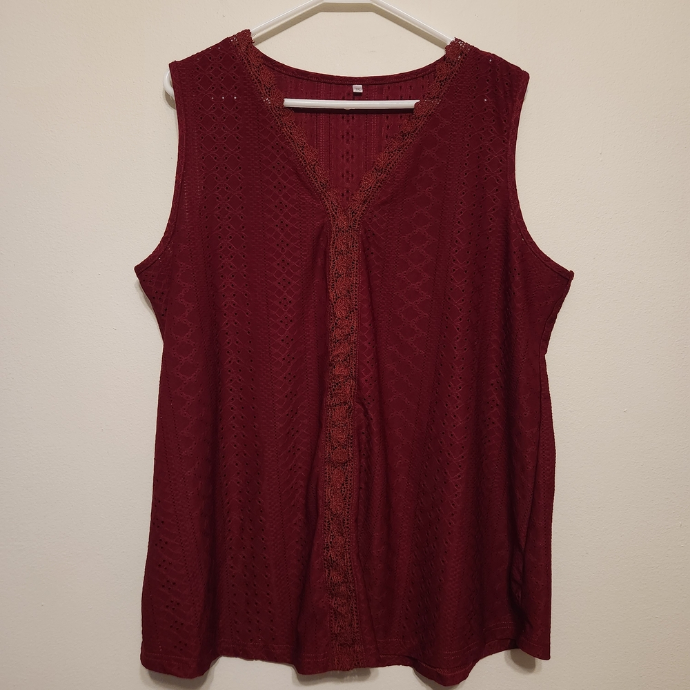 Sleeveless Burgundy Lace Top